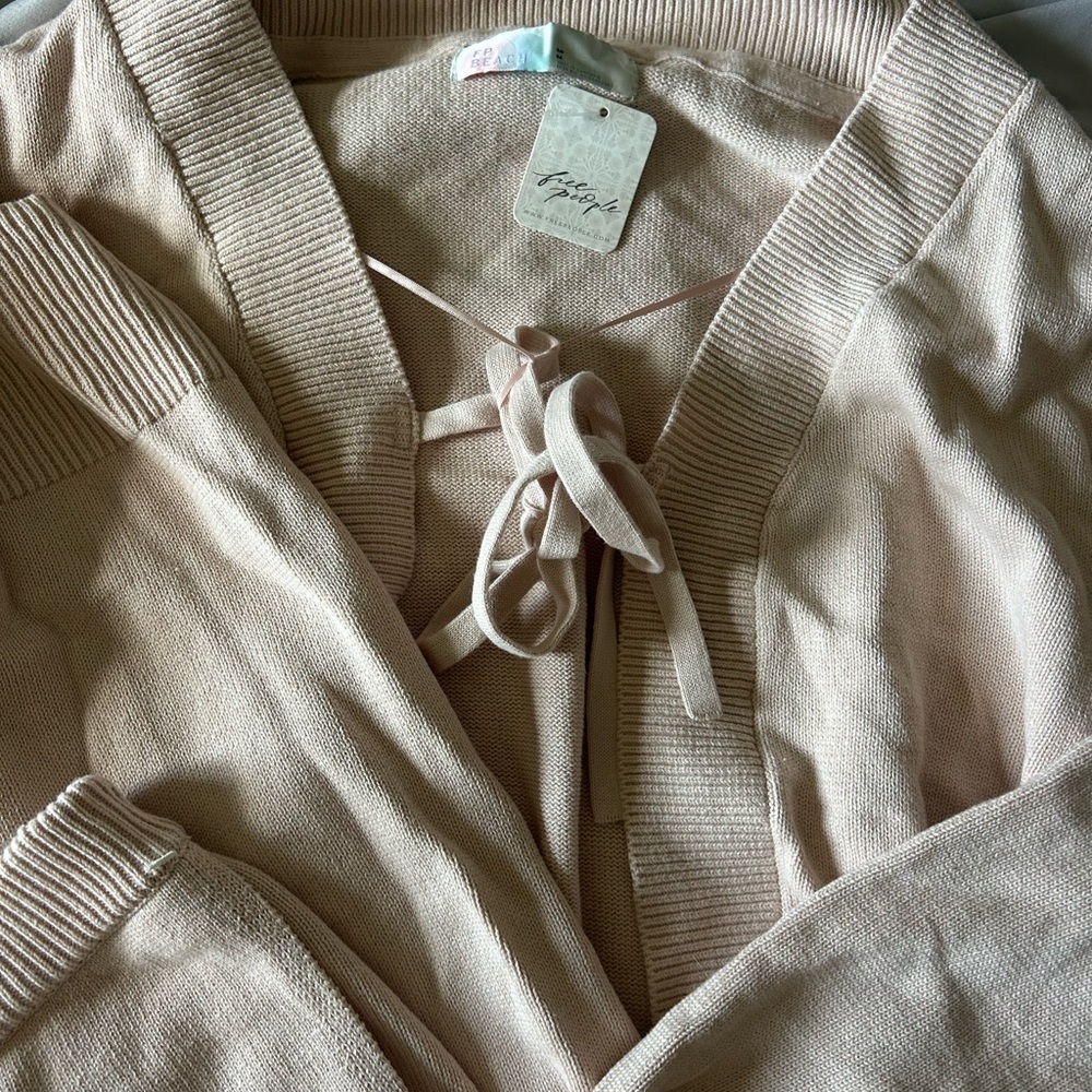 Free People Cream Knit Wide-Leg Pant & Cardigan Set - Picture 3 of 5